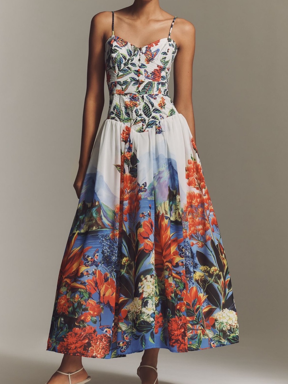 ✨Anthropologie Muse Basque Waist Midi Dress Sleeveless Sweetheart New Large - Picture 2 of 14